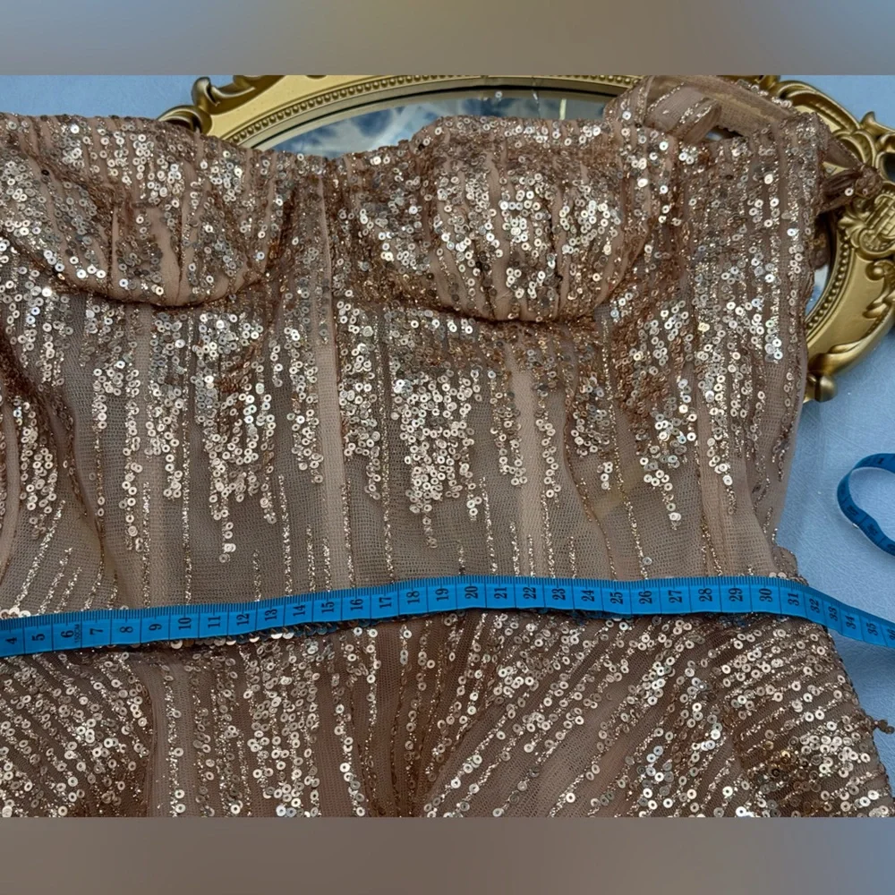 🆕 BRONX & BANCO 🧿 NWOT Mademoiselle Gold Sequin Midi Dress , Size XS US 2 - Picture 17 of 17